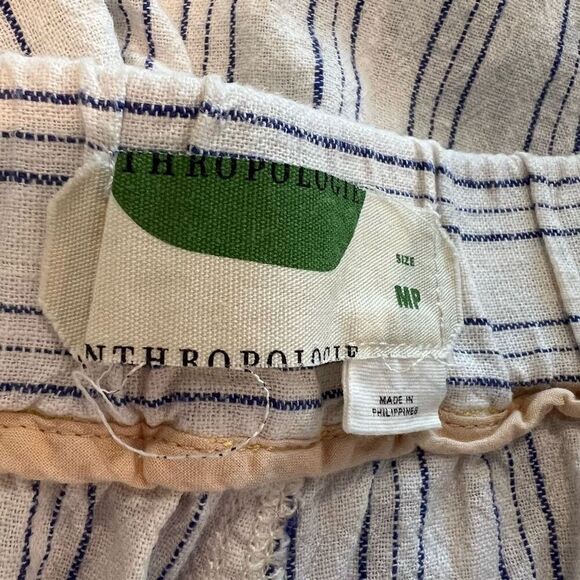 Anthropologie Linen Blend Cropped Beachy Nautical Pants Size MP - Picture 4 of 6